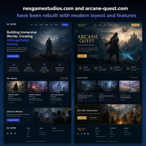Nex Game Studios and Arcane Quest Websites Rebuilt